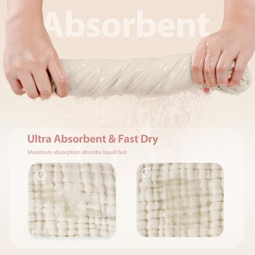 Image of Unnivoll Hooded Baby Towels for Newborn - 2 Pack, 100% Muslin Cotton, Baby Bath Towels with Hood, Soft and Absorbent for Girls Infant, Toddler and Kids, Large 32x32 Inches, Newborn Essential