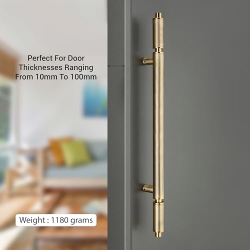 Image of LAPO 34 Inch Stainless Steel Pull Handle | Antique PVD Gold Finish Heavy Duty Main Door Handle | Hole to Hole 24 Inch | Elegant & Strong Entrance Handle for Home, Hotel, Office | 3 Yr Warranty