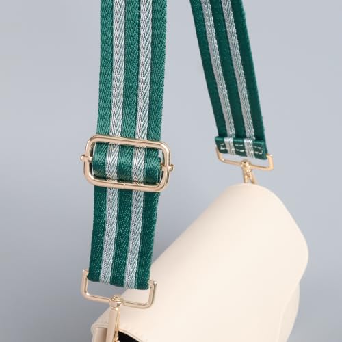 Image of chushui Herringbone Purse Strap Replacement Wide Adjustable Crossbody Strap with Metallic Thread,Woven Fashion Shoulder Bag Strap for Tote Handbag, Gold Silver Shimmer