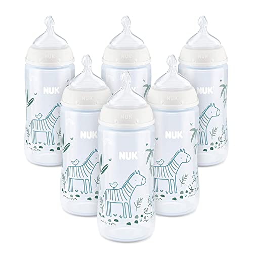 Image of NUK Smooth Flow Anti-Colic Bottle, 10 Ounce Pack of 6, Fashion (Zebra)