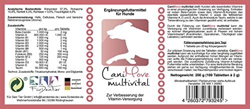 CaniMove multivital (100 Vitamintabletten für Hunde) | B-Komplex, A, C, D3, E und Taurin | Multivitamine für Barf, OPs, Aufbau, Laktation, Sport, Anstrengung, Krankheit | bis zu 1 Jahr Reichweite