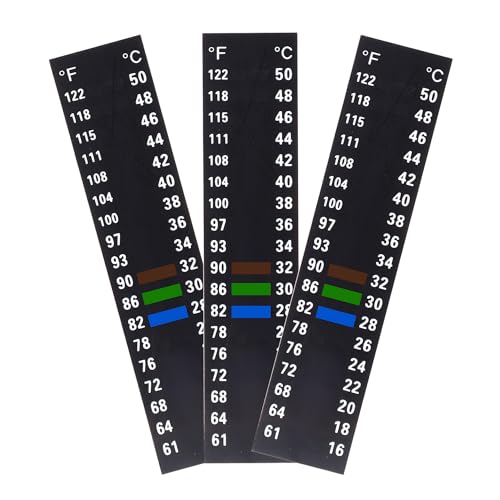 CAPASTEC Aquarium Thermometer Strips, Fish Tank Temperature Gauge Stickers, Reptile Thermometer, Stick-on Temperature Monitor Strips, Betta Fish Tank Thermometer Strips, 3pcs