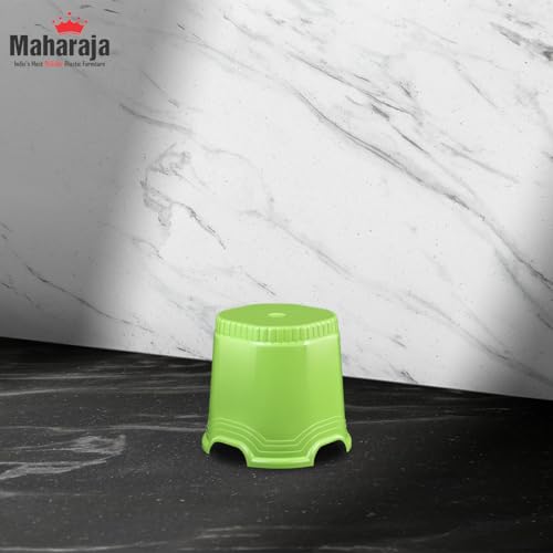 Image of MAHARAJA Neo Plastic Sitting Stool for Indoor Or Outdoor | Kitchen & Living Room (Green, Pack of 4 (14 inch))
