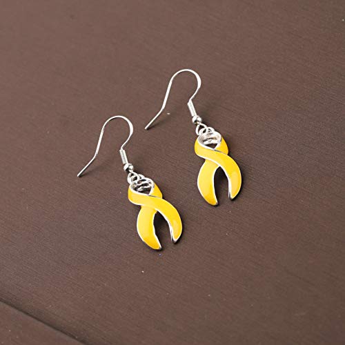 CENWA Yellow Awareness Earrings Yellow Rhinestone Ribbon Charm Cancer Awareness Jewelry Gift for Endometriosis/Bladder Cancer/Suicide Prevention/Bone Cancer3