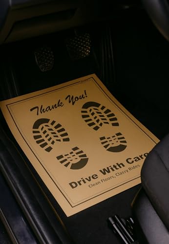 Image of Disposable car Floor Paper Mats (Pack of 200) | Disposable Thank You Foot Paper Sheets (17x23 Inch) - Oil & Dirt Resistant Protection Leg Paper mats for Detailing & Car Wash