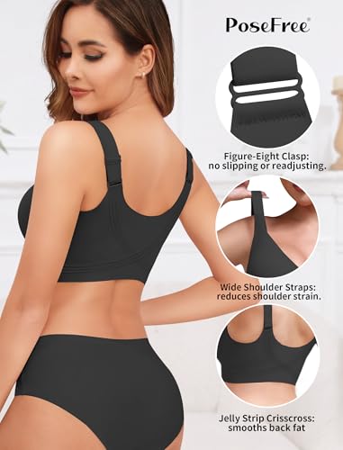 Image of PoseFree Post Surgery Bra Front Closure, Compression Bras for Women Post Op Support After Breast Augmentation, Reduction