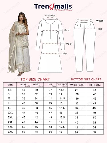 Image of TRENDMALLS Women's Georgette Embroidery Sequence Work Kurta Sharara Set with Dupatta Salwar Suit Set For Women