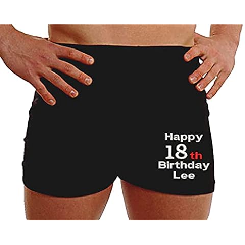 Personalised boxer shorts birthday gifts for husband son happy 18th design own custom - Leg (Large) Black Cover