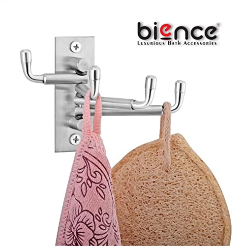 Image of Flexible Stainless Steel 4 Pin Bathroom Hooks Cloth Hanger Wall Hook Door Robe Hooks for Hanging Keys, Clothes, Towel Steel Hook (Silver) (6)