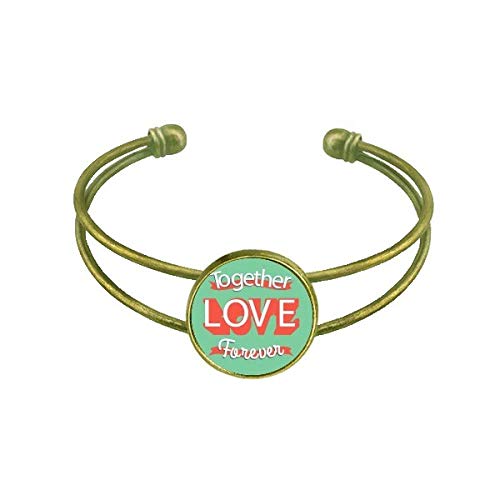 Juntos amor para siempre el dAa de San ValentAn Pulsera Brazalete Retro Joyas De PuAo Abierto