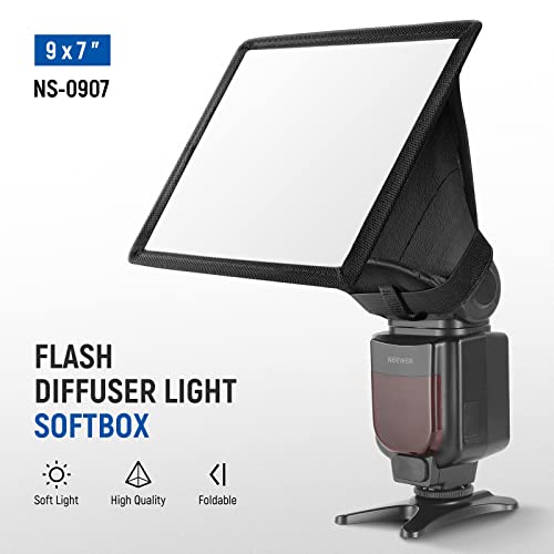 Image of NEEWER Flash Diffuser Light Softbox 9 inch x 7 inch, Universal, Collapsible with Storage Pouch Compatible with Canon Nikon Sony Godox Yongnuo NEEWER speedlight