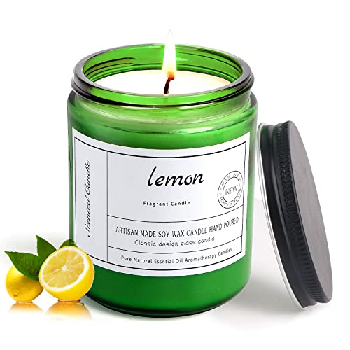PEORSEFI Candles for Home Scented, 7 OZ Aromatherapy Jar Candles Smoke-Free Uniform Long-Lasting Fragrance,Lemon Scented Candle Gifts for Women & Men,Suitable for Reading,Dinner,Birthday,Christmas