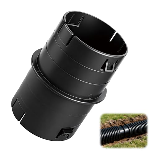4" Universal Pipe Connector, Corrugated to PVC Pipe Adapter, Yard Drainage Coupler for Sump Pump Discharge & Downspout Extensions, Fits 4" SCH 40, 4" SDR 35 & 4" Corrugated Pipe - Black