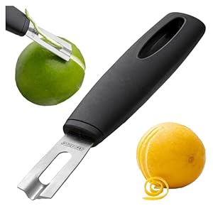 A Bar Above Premium Quality Channel Knife, Stainless Steel Bar Tool, Garnish for Cocktail Mixers, Lemon Zester, and Fruit Peeler, Professional Grade Bar Accessory, Stainless Steel