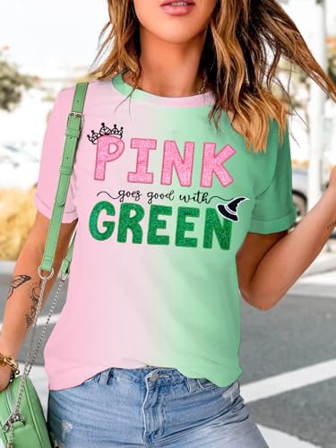 Pink Goes Good with Green Embroidery Shirt Woman Musical Movie Shirts Musical Fan Gifts Tee Casual Short Sleeve Tops4