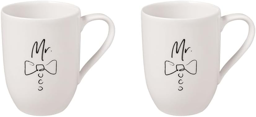 Villeroy & Boch – Statement Mug Set Mr & Mr, 2-Piece Mug Set, 290 ml, Gift Packaging, High-Quality Mugs Made of Premium Porcelain, Perfect for Couples, Gift for Weddings