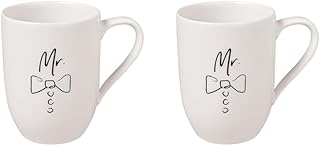 Villeroy & Boch – Statement Tassen Set Mr. & Mr. Weiß, Spülmaschinenfest, Mikrowellensicher, Kaffeetassen, Kaffeebecher, Becher Set, Hochzeitsgeschenk Gleichgeschlechtliche Ehe, Premium Porzellan