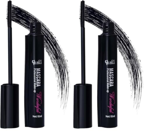 Image of Glam21 Long Lasting Mascara For Dense Curl | Lightweight & Smudge Proof| Fiber Bristles Brush For Perfect Application| 10 ml (Pack of 2)