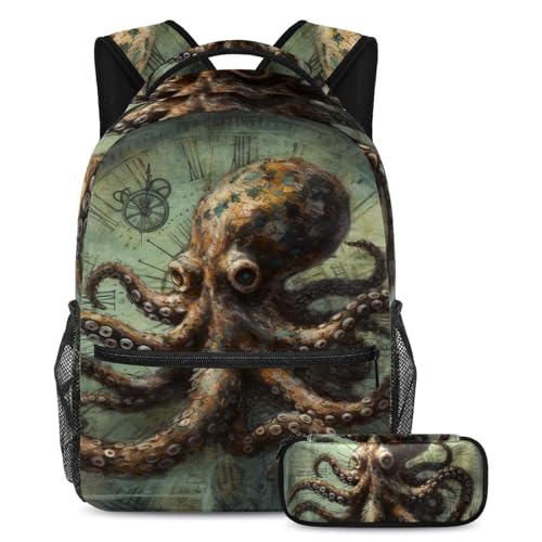 Sac à dos filles et garçons avec trousse à crayons imprimé coloré