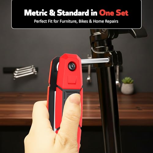 Image of 17PCS Folding Allen Wrench Sets | Metric & SAE Hex Set Durable & Portable Allen Key Set for Home, Bike, Automotive, and DIY Repairs