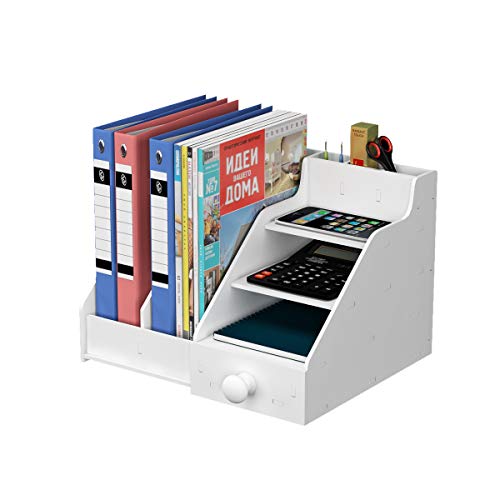 Natwind Office File Document Organizer with Small Drawer Paper Organizer Office Suppliers Storage for Paper Letter Accessories Office Desktop Organizer for Office Home