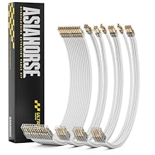 Overclock & Low Heat 16AWG Silver-Plated Core & Gold-Plated Terminals PSU Cable Extension Kit, 24pin/4+4pin/8pin for High-End Gaming PC - AsiaHorse Ultra Series, 30CM Complete 4PCS Braided Mod Cables