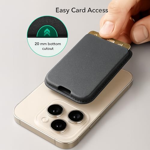 Mizi [2025 Upgraded Mag Safe Magnetic Wallet, 7-Card Holder, 23 Magnets N52, 4200g Magnetic Strength, Vegan Leather, for iPhone 16/15/14/13/12 (Not for 13/12 Mini) - Black4