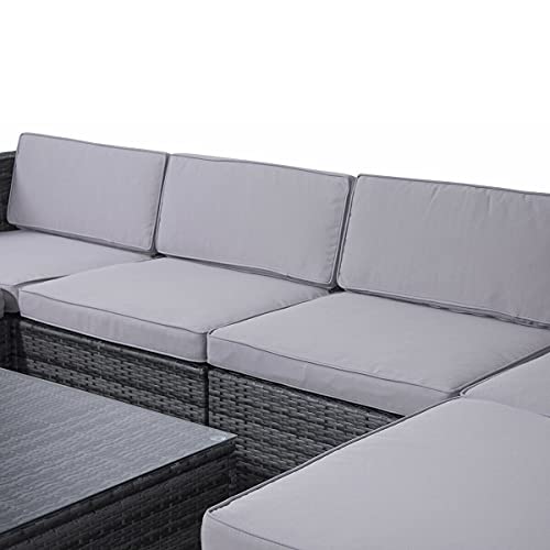 BJYX gartenlounge Lounge Rattan Set Couch Sofa Garnitur grau Gartenmöbel – Bild 3