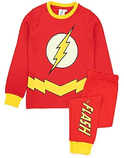 DC Comics The Flash Pijamas Boys Kids Brilla en el Traje Oscuro PJS 6-7 años | Ya disponible en tu tienda friki favorita! En mundofriki.es!