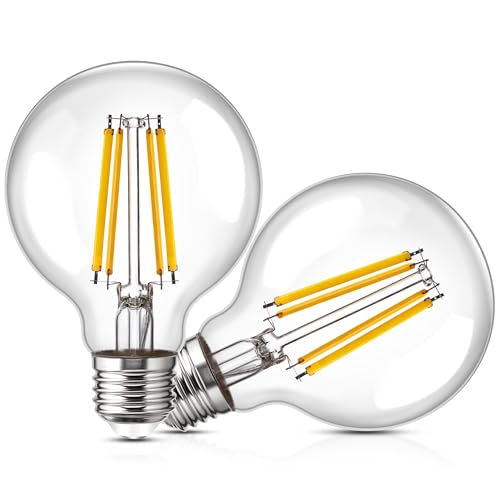 Genixgreen G80 Dimmable LED Lampe 9W Retro-LED-Licht, äquivalent zu 90 Watt E27 Basis Retro, G25 warmweiß 2700K Edison Lampe nostalgisch für Heimbeleuchtung oder gewerbliche Beleuchtung 2pack