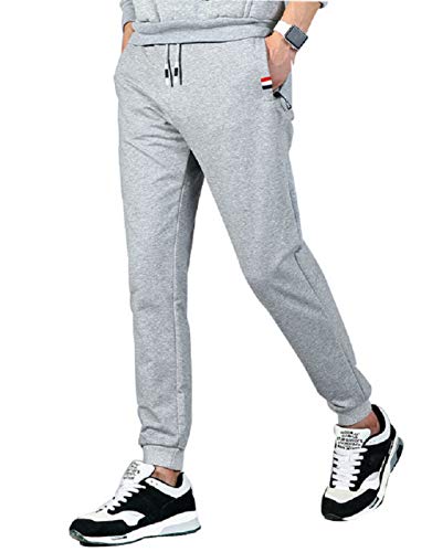 CHYU Herren Jogginghose, Herren Trainingshose, Jogginghose Herren Sporthose Herren Lang Sweatpants Baumwolle mit Reissverschluss Taschen Kordelzug