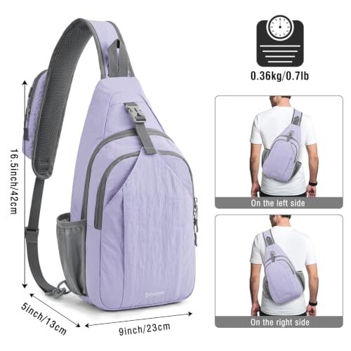 Image of G4Free Sling Bag for Men Women, RFID Blocking Crossbody Bag, Daily, Travel | Durable Polyester Fabric, 10L, Perfect for work, shopping, weekend outings, Hiking, Reversible Shoulder Strap, (Taro Purple)