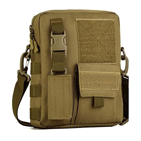 Wowelife Small Canvas Messenger Bag Classic Vintage Shoulder bag Small Tactical Bag Crossbody Casual Pack Travel Carry Bag Coyote Brown Multi-function Bag Cover