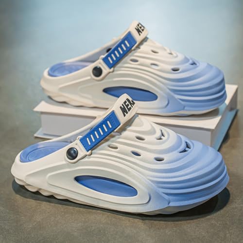 Men's Gradient Beach Sandals - Lightweight Sporty Slip-On with Adjustable Strap Gifts(Blue,6/6.5)4