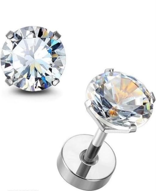 Ronaldo Diamond Stud Earring, Cubic Zirconia, Stainless Steel, Gold Colour - 1 Pair-picture-35