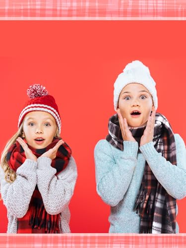 8 Pcs Kids Winter Scarf Buffalo Plaid Kids Scarves Christmas Warm Shawls Scarves Parent Child Scarf for Boys Girls4