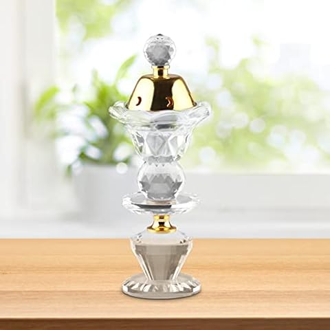 Kokorona Crystal Incense Burner Holder Arabian Diffuser Frankincense Resin Burner Home Deco Aromatherapy Ornament for Yoga Meditation Spa, 02 Cover