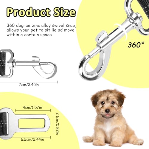 VBGURR Anschnallgurt Hund Auto, Elastischer Doppelköpfig Hundegurt Auto, Einstellbar Hunde Anschnallgurt Auto(Schwarz)
