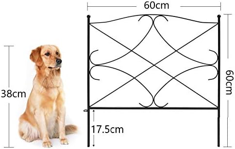 Amagabeli 60 cm x 300 cm płot ogrodowy, metalowe elementy ogrodzenia, płot ogrodowy, płot dekoracyjny, kompletny zestaw, metal, drewno, drut, metalowe ogrodzenia metalowe DA0622