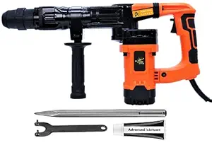 JPT 5KG 1500W SDS-Max Demolition Jack Hammer With Anit Vibration Handle Corded Electric Heavy Duty Demo Chipping Hammer Concrete/Pavement Breaker with Carrying Case and Bull Point Chisel