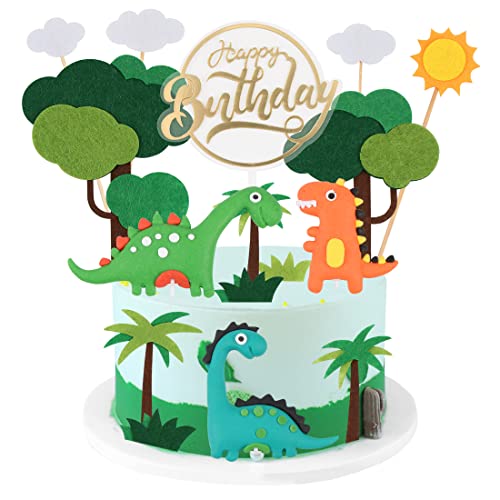 Decoración Tarta Dinosaurios, 16 Piezas Toppers Dinosaurios, Toppers Tarta Dinosaurios, Adornos para Tartas Dinosaurios, Decoración para Tarta de Dinosaurios, Adornos Tartas...