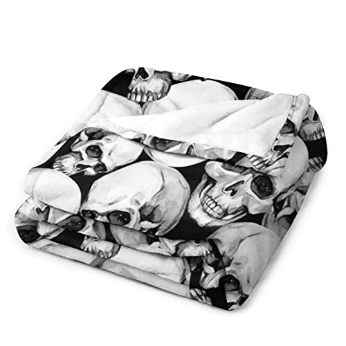 Skull Fuzzy Sofa Throw Blanket Flannel Super Soft Warm Fleece Bedspread Home Decor All Season For Bed Couch Living Room Large 50"X40" In #TOP3