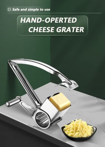 Hadeweite Rotary Cheese Grater Stainless Steel Manual Handheld Cheese Grater，Rotary Cheese Grater For Kitchen, Handheld Manual Grater Shredder With 4 Stainless Steel Drum Blades #TOP4