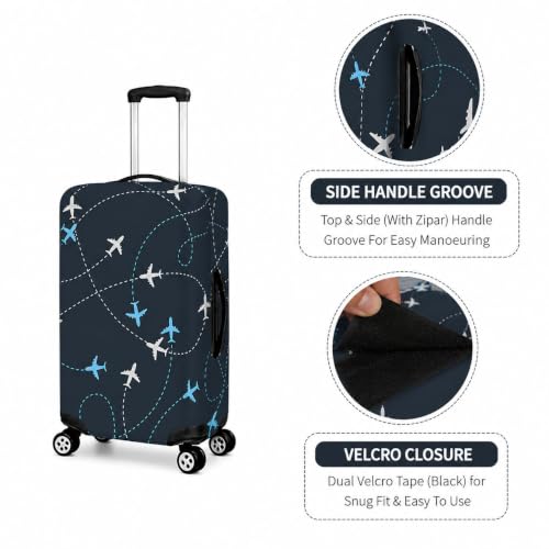 Image of Printed Luggage Cover for Traveling Bag & Suitcase - Stretchable & Scratchproof Trolley Protector with Velcro Lock & Lightweight Washable Material(Suitcase Not Included, Only Cover in Product)