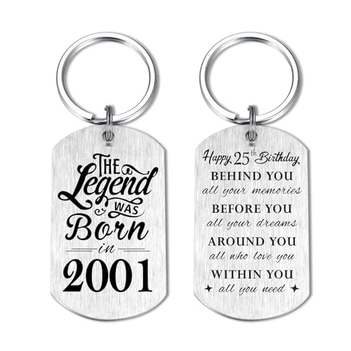 Yobent 25th Birthday Gifts for Him Men 1998 Happy 25th Birthday Keychain 25 Year Old Birthday Gifts for Her Women?The Legend was Born in 1998