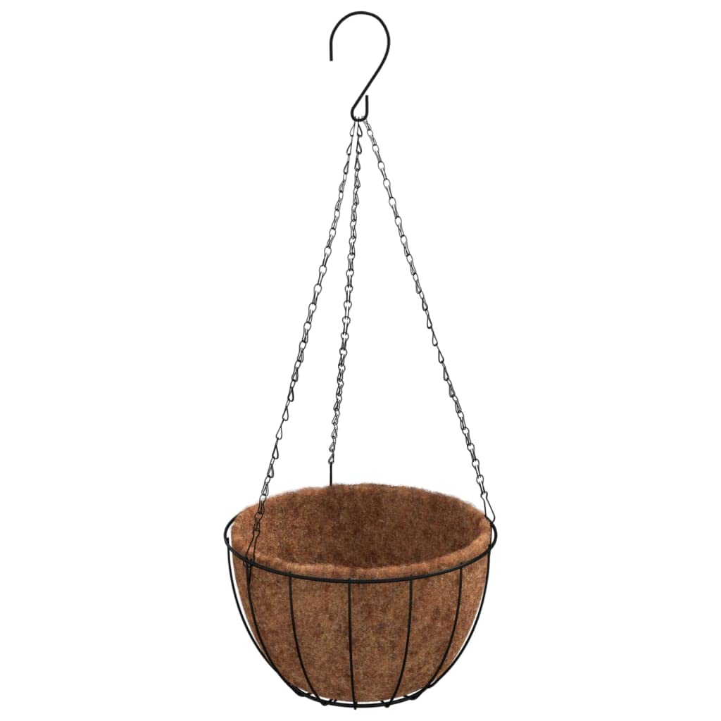 Pflanzampeln 4 Stück Schwarz mit Kokoseinlagen Ø 30x52 cm für Garten Balkon Terrasse Indoor Outdoor Pflanzenpflege