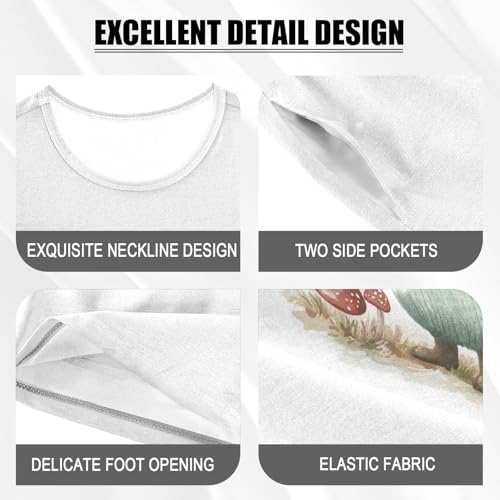 Mushroom Floral White Pajama Set Short Sleeve PJS 2 Piece Summer Pajamas Shorts Sets Cotton 5Y4