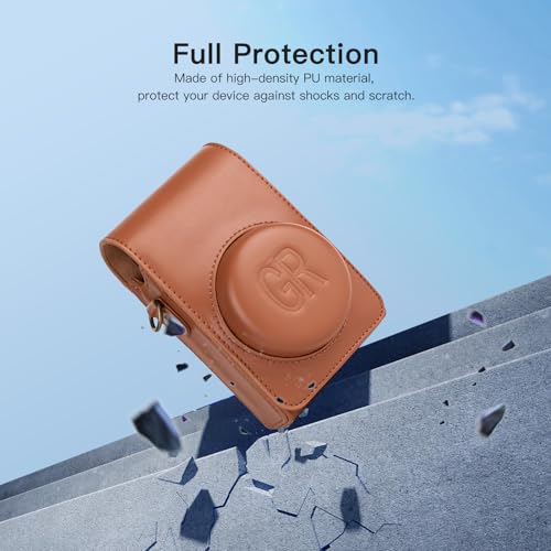 Funda para cámara Ricoh GR IV en cuero PU marrón miniatura 2