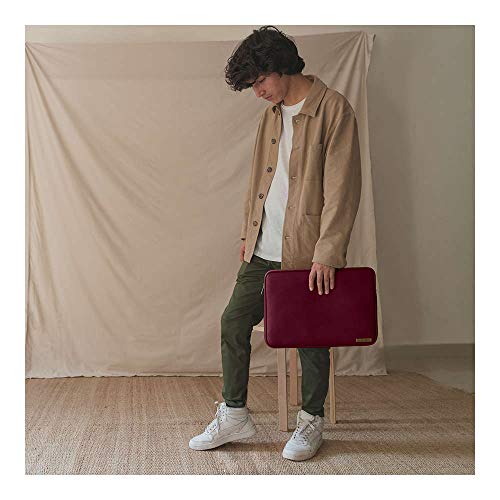 Image of DailyObjects Zippered Sleeve for MacBook & Laptop 13 Inch | Solid Burgundy PU Leather Sleeves with Inner Lining | Durable Stylish Light Weight Sleek Design with Zip Closure