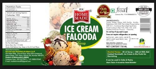 Image of RK Home Made Natural Syrup | Ice Cream Falooda Concentrated Syrup | Gluten-Free | 100% Vegan & Low Fat | Perfect Festive Dessert & Beverage Base